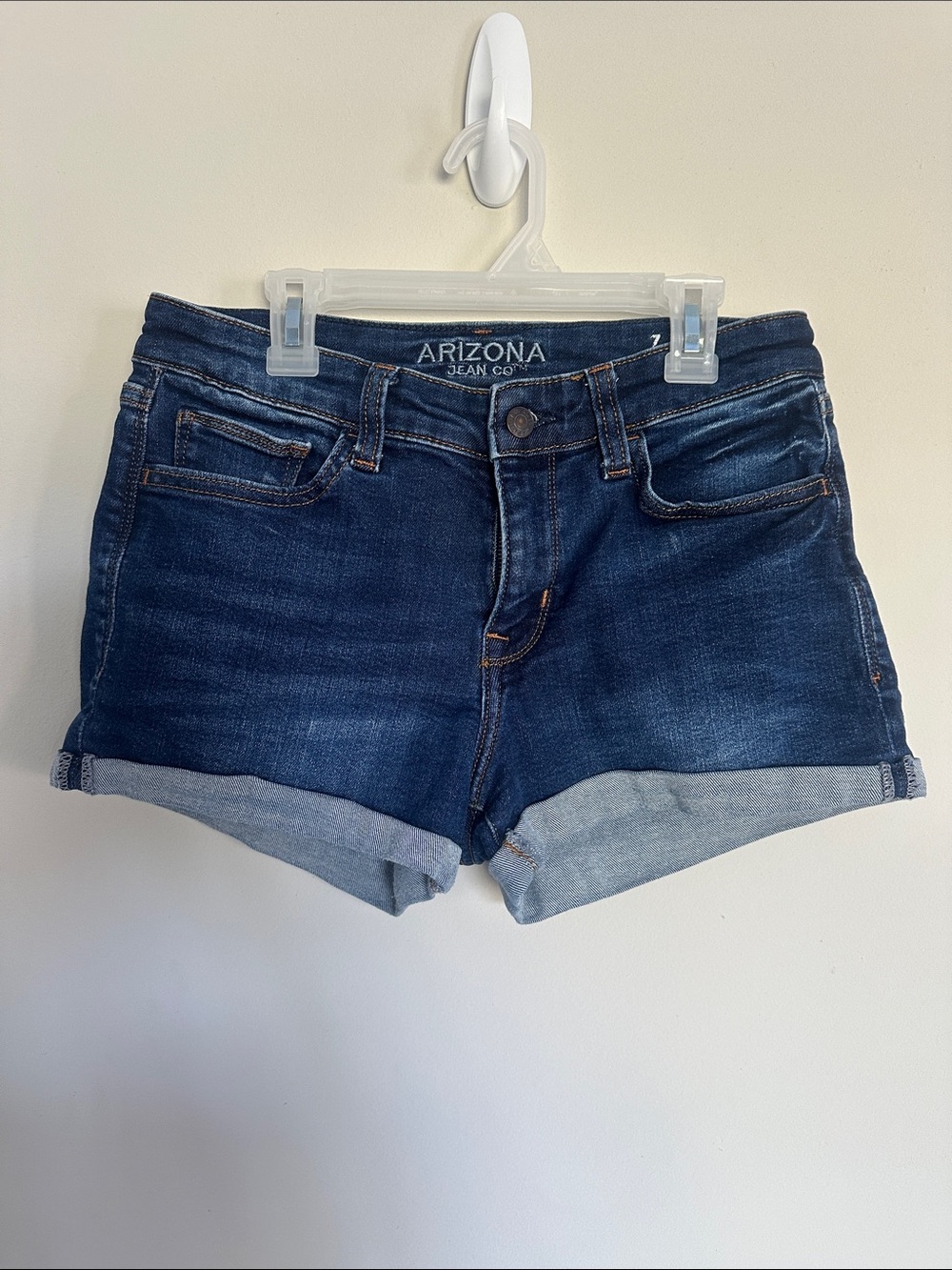 Arizona Jean Company Dark Blue Rolled-Hem Denim Shorts
